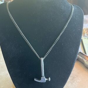 Men's Silver Hammer Pendant Necklace